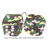 3 Inch Camouflage Fuzzy Dice with LIGHT PINK GLITTER DOTS