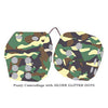 3 Inch Camouflage Fuzzy Dice with SILVER GLITTER DOTS