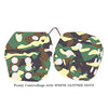 3 Inch Camouflage Fuzzy Dice with WHITE GLITTER DOTS