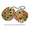 3 Inch Cheetah Fuzzy Dice with DARK GREEN GLITTER DOTS
