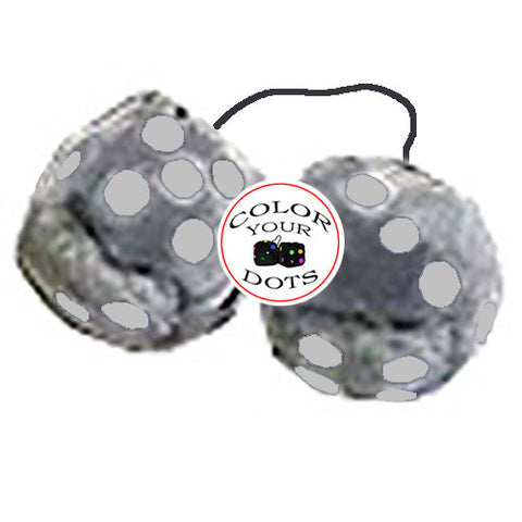 3 Inch Gray Fuzzy Dice