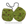 4 Inch Avocado Green Furry Dice with Dark Brown Dots