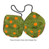 4 Inch Avocado Green Furry Dice with Orange Dots