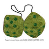 4 Inch Avocado Green Furry Dice with DARK GREEN GLITTER DOTS