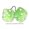 4 Inch Lime Green Fuzzy Dice with WHITE GLITTER DOTS