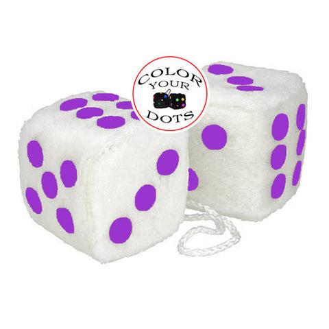 4 Inch White Fuzzy Car Dice