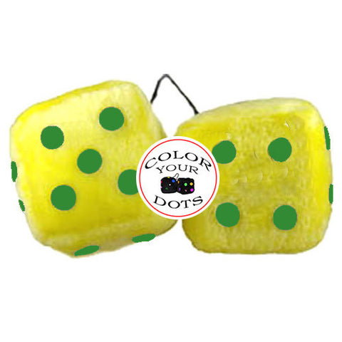 4 Inch Yellow Fuzzy Dice
