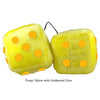 4 Inch Yellow Fuzzy Dice with Goldenrod Dots