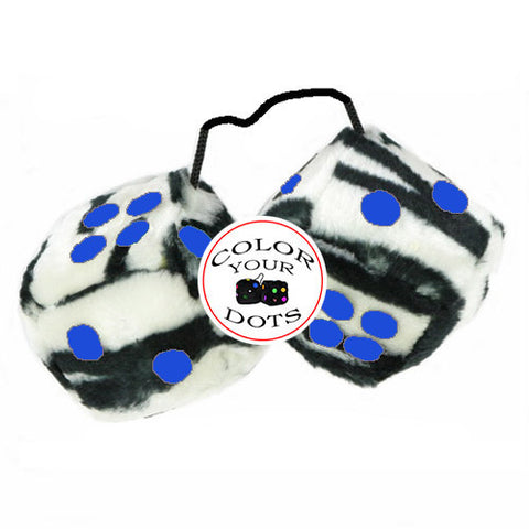 4 Inch Zebra Fuzzy Dice