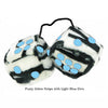 3 Inch Zebra Fuzzy Dice with Light Blue Dots