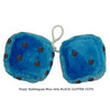 3 Inch Bubblegum Blue Fuzzy Dice with BLACK GLITTER DOTS