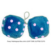 4 Inch Bubblegum Blue Furry Dice with LIGHT PINK GLITTER DOTS