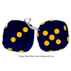 4 Inch Dark Blue Fluffy Dice with Goldenrod Dots
