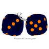4 Inch Dark Blue Fluffy Dice with Orange Dots