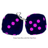 4 Inch Dark Blue Fluffy Dice with Hot Pink Dots