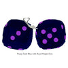 4 Inch Dark Blue Fluffy Dice with Royal Purple Dots