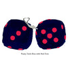 4 Inch Dark Blue Fluffy Dice with Red Dots