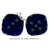 4 Inch Dark Blue Fluffy Dice with DARK GREEN GLITTER DOTS