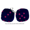 4 Inch Dark Blue Fluffy Dice with HOT PINK GLITTER DOTS
