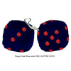 4 Inch Dark Blue Fluffy Dice with RED GLITTER DOTS