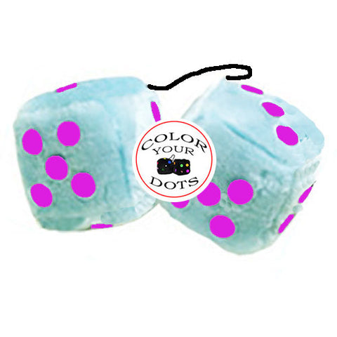 3 Inch Light Blue Fluffy Dice