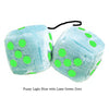 4 Inch Light Blue Plush Dice with Lime Green Dots