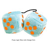4 Inch Light Blue Plush Dice with Orange Dots