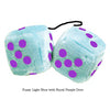 4 Inch Light Blue Plush Dice with Royal Purple Dots