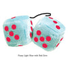 4 Inch Light Blue Plush Dice with Red Dots