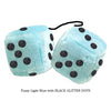 4 Inch Light Blue Plush Dice with BLACK GLITTER DOTS