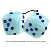 4 Inch Light Blue Plush Dice with ROYAL NAVY BLUE GLITTER DOTS