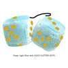 4 Inch Light Blue Plush Dice with GOLD GLITTER DOTS