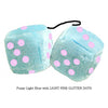 4 Inch Light Blue Plush Dice with LIGHT PINK GLITTER DOTS