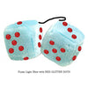 4 Inch Light Blue Plush Dice with RED GLITTER DOTS