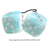 4 Inch Light Blue Plush Dice with SILVER GLITTER DOTS