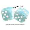 4 Inch Light Blue Plush Dice with WHITE GLITTER DOTS