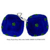 3 Inch Royal Navy Blue Plush Dice with DARK GREEN GLITTER DOTS