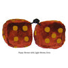 3 Inch Brown Furry Dice with Light Brown Dots