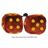3 Inch Brown Furry Dice with GOLD GLITTER DOTS