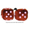 3 Inch Brown Furry Dice with LIGHT PINK GLITTER DOTS