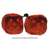 3 Inch Brown Furry Dice with RED GLITTER DOTS