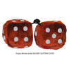 3 Inch Brown Furry Dice with SILVER GLITTER DOTS