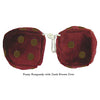 3 Inch Burgundy Fuzzy Dice with Dark Brown Dots