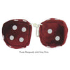 3 Inch Burgundy Fuzzy Dice with Grey Dots