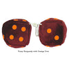 3 Inch Burgundy Fuzzy Dice with Orange Dots