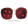 3 Inch Burgundy Fuzzy Dice with Red Dots