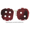 3 Inch Burgundy Fuzzy Dice with WHITE GLITTER DOTS