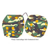 3 Inch Camouflage Fuzzy Dice with Goldenrod Dots