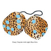 3 Inch Cheetah Fuzzy Dice with Light Blue Dots