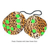 3 Inch Cheetah Fuzzy Dice with Lime Green Dots